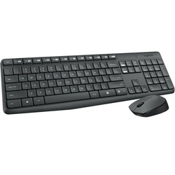 Kit Teclado e Mouse Logitech MK235, Conexão USB, Pilhas Inclusas e Layout ABNT2, Sem Fio, Preto - 920-007903