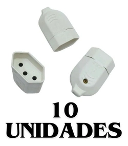 Kit 10 Plugues Fêmea 2p+t 10a 250v Branco - Avanci Brasil