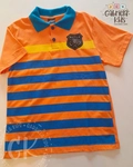 camisa polo laranja listrada