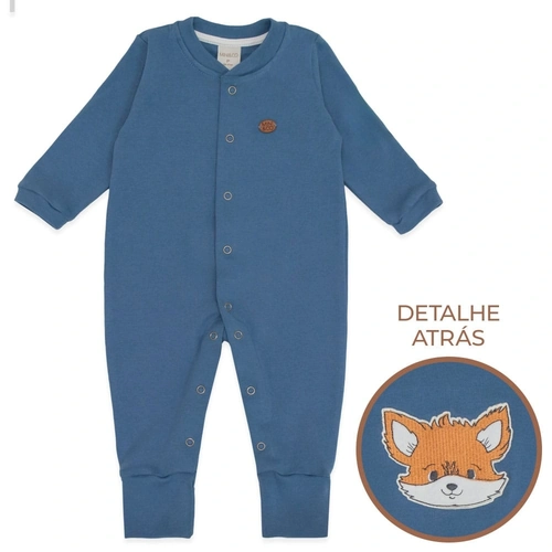 Macacão Manga Longa Bordado Suedine Masculino – Raposinha