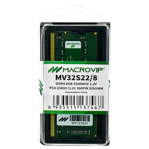 Memória Notebook 8Gb Ddr4 3200Mhz 1.2v Cl22 260Pin Mv32s22/8 - Macrovip