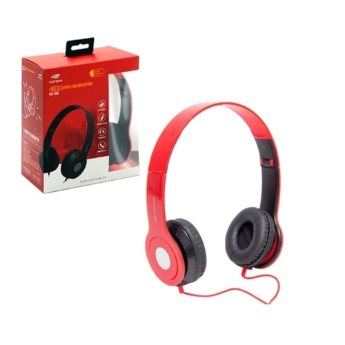 Fone de Ouvido Headphone Dobrável PS4 Celular Tv Notebook Pc C/ Fio p2/p3 PH-100RD Vermelho - C3Tech