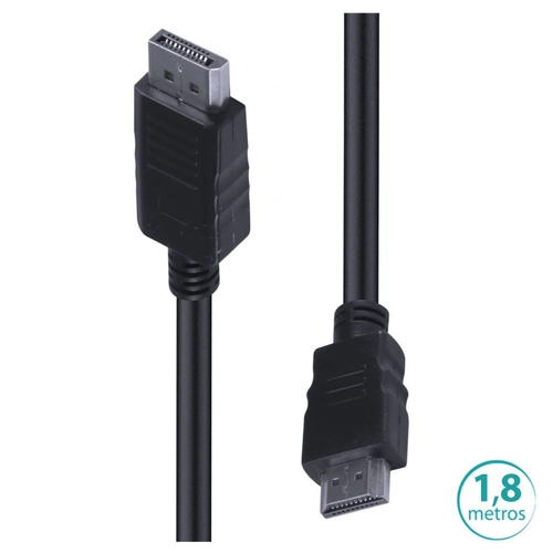 Cabo Displayport 1.2v para Hdmi 1.4v - 1.8 Metros - Hdp18