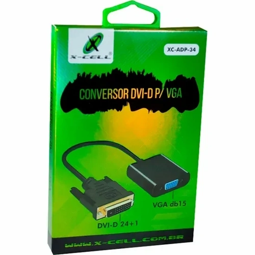 Conversor DVI-D 24 +1 para VGA Preto Flex - XC-ADP-34