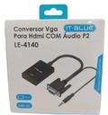 Adaptador Conversor Vga macho x HDMI fêmea c/ audio P2 Le-4140 - IT-BLUE
