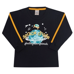 Camiseta Manga Longa Space Dude Preta Randa Mundu - Masculina