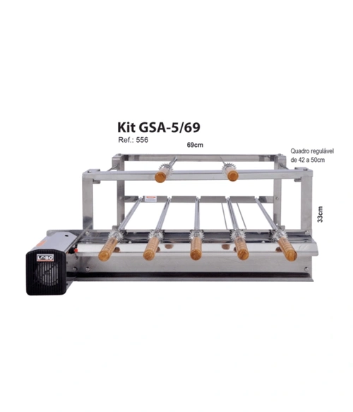 Kit Giratório em Aço Inox Gsa 5/63 com 5 Espeto Linha Super 40 Regulável