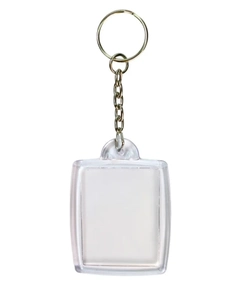 Chaveiros p/ Foto 3X4 Acrílico pacote c/12 unid. Retangular