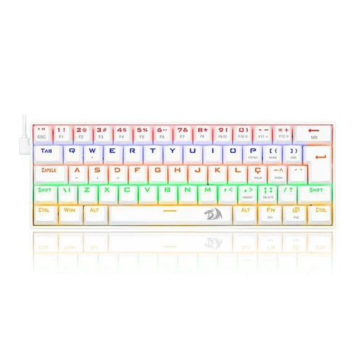 Teclado Gamer Mecânico Redragon Lakshmi Lunar White Switch Azul Rainbow K606W-R