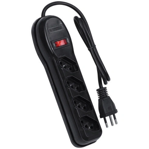 Filtro de Linha 04 Tomadas Preto Pp Circular 3x0,75x1,00m 10a Megatron