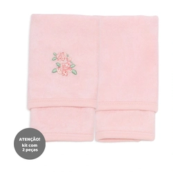 Kit de 2 Toalhas de Boca Suedine Rosa com Forro Atoalhado Feminino – Cachorrinhas
