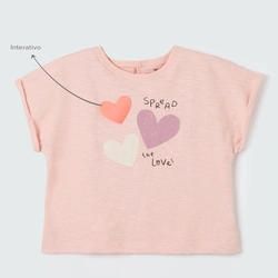 Camiseta Manga Curta Rosa Spread the Love Hering - Feminina