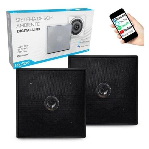 Kit Arandela 6 Leson 2lsquadpt 70w Rms Quadrada Preta - Par / 2