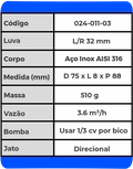 HIDROJATO REDONDO INOX ENCAIXE TUBO PVC 32MM - MONTSERRAT