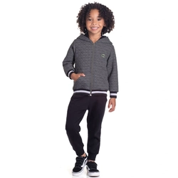 Conjunto Moletom Jaqueta Matelassê Preto Randa Mundu - Masculino