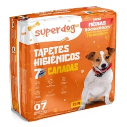 Tapetes Higiênicos Super Dog Slim - 80cm x 60cm – 7 Unidades