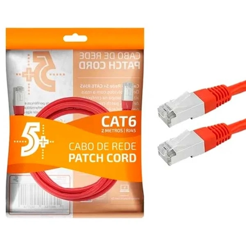 Cabo Rede Patch Cord Cat6 2m Vermelho