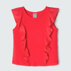 Blusa Cropped com Babados Vermelha Hering - Feminino