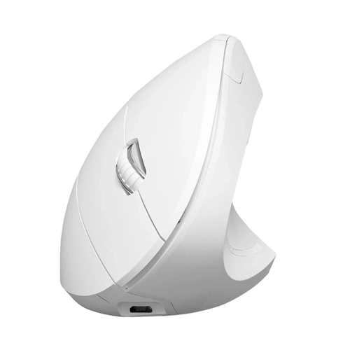 Mouse Sem Fio Recarregável 2.4 Ghz Vertical Ergonomico Ortopedico Power Fit 1600 Dpi Branco Usb - Pm300
