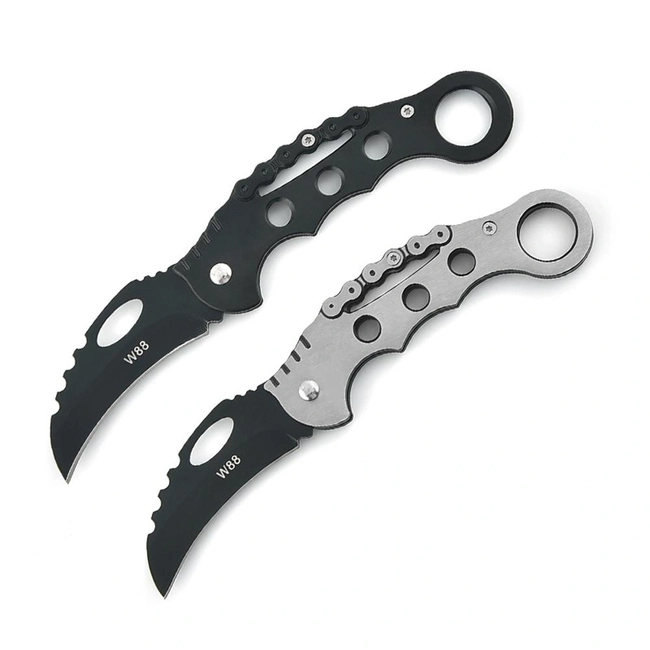 Canivete Tático Karambit Pequeno - Cabo Preto ou Cromado  (W88)