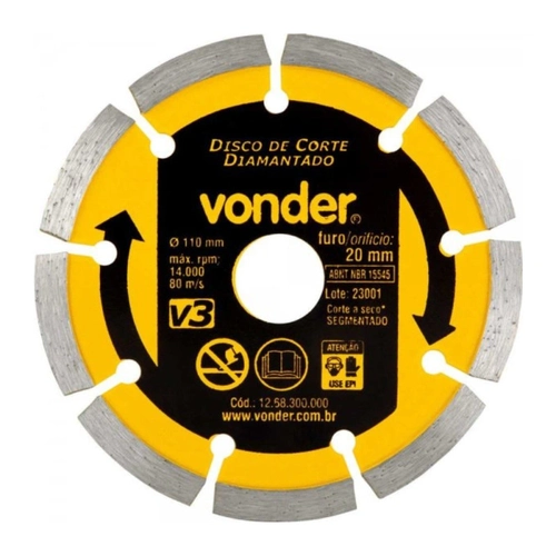 Disco Diamantado Vonder V3 Furo 20 110mm