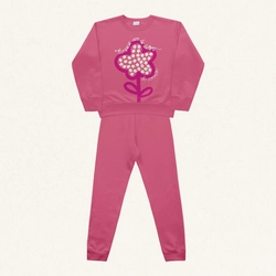 Conjunto Moletom Blusão e Calça Florescer Rosa Fakini - Feminino