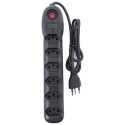 Filtro de Linha 6 Tomadas Pp 0,75 1m Bivolt Preto