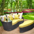 Chaise Redonda de Alumínio e Fibra Sintética com Puff 200X200 cm Tela Imperatriz