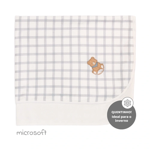 Cobertor com Forro Microsoft e Malha Masculino – Ursinho e Cavalinho