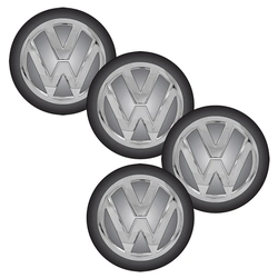 Jogo Bottom/ Emblema Para Calota Vw 51mm Degrade 4 Pecas Resinado