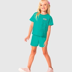 Conjunto Camiseta Manga Curta e Shorts Malwee Always Wonderful Mood Feminino - Verde