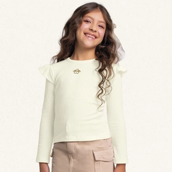 Blusinha Manga Longa Babado com Pingente Fakini - Feminina