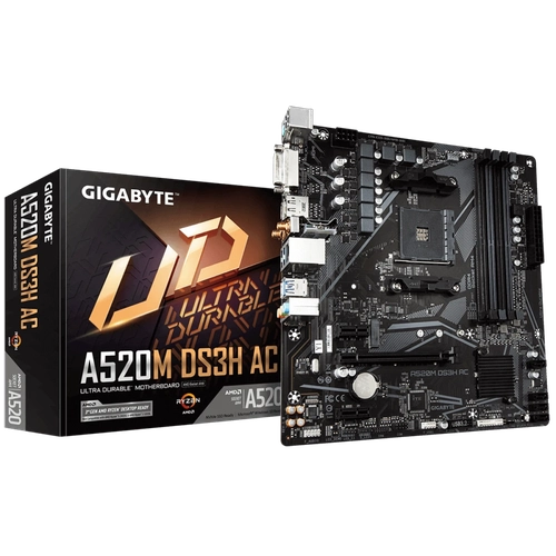 Placa Mãe AM4 Gigabyte A520M DS3H AC Wifi DDR4