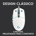 Mouse Gamer Logitech G203, LIGHTSYNC, Branco - 910-005794