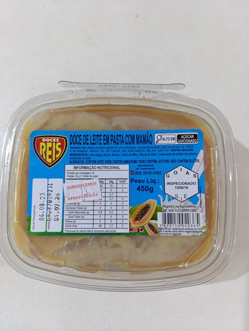 Doce de leite em pasta com mamão 450g
