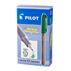 Caneta Marcador Para Retro Projetor 1.0mm Verde Cx Com 12 Unidades Pilot