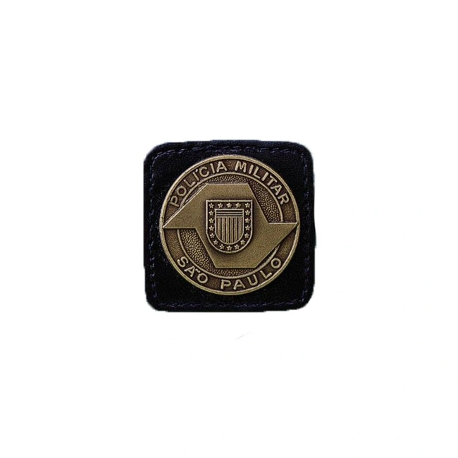 Broche Laurea 5° Grau PM/SP Couro (Preto/Ouro)