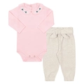 Conjunto Body Manga Longa Gola Bordada e Calça Suedine Rosa Tileesul - Feminino