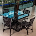 Mesa de Jantar 4 lugares de Vidro Corda Sintética e Alumínio Marajó 140x140  cm Marajó