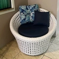 Chaise Redonda de Alumínio e Fibra Sintética  110cm em Tela Copacabana