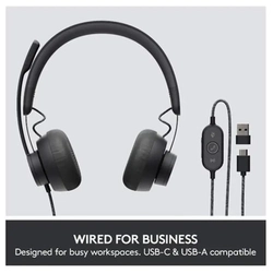 Headset Logitech Zone Wired Microsoft Teams Vc 981-000871
