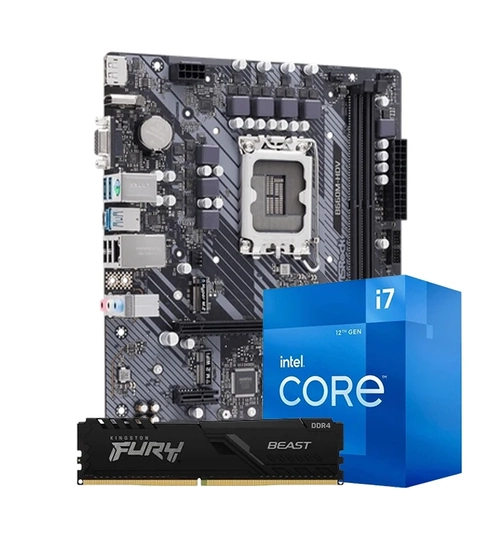 Kit Upgrade Intel Core i7-12700F + Placa Mãe Asrock B760M DDR4 + Memória DDR4 8GB 3200Mhz