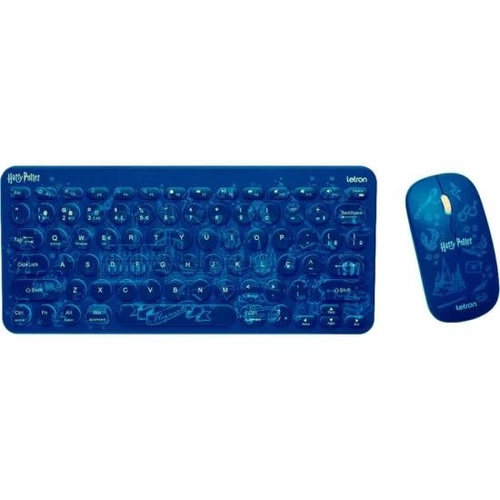 Kit Teclado e Mouse Letron  Sem Fio Harry Potter Azul - 85091
