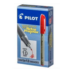 Caneta Marcador Para Retro Projetor 1.0mm Vermelha Cx Com 12 Unidades Pilot