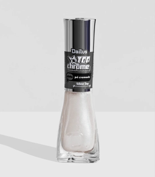 Esmalte Dailus Top Chrome – Efeito Pó Cromado – Silver Top 8ml