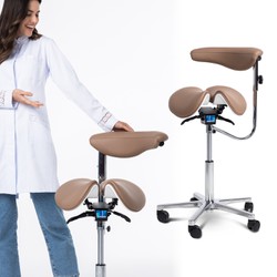 Cadeira Mocho Ergonômico Exclusiva 360° Graus Com Apoio e Suporte Nude