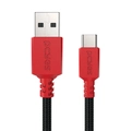 Cabo Usb a 2.0  Macho P/ Usb Tipo-c - Conec. Vermelho - P/ Switch - 3 Metros - Nylon - Cbpy03v