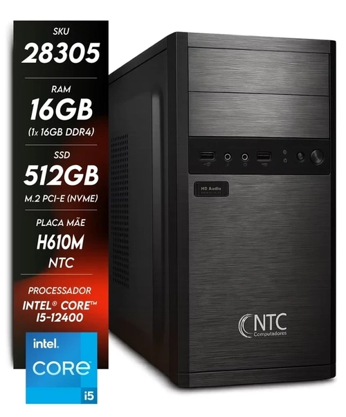 Computador NTC, Intel, - 1015 TC- I5-12400, 16GB, SSD512 M.2, 300W, H610
