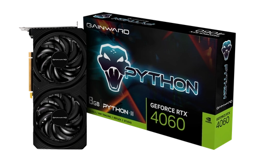 Placa de vídeo Gainward GeForce RTX 4060 Python II, 8GB, GDDR6, DLSS, Ray Tracing, NE64060019P1-1070V