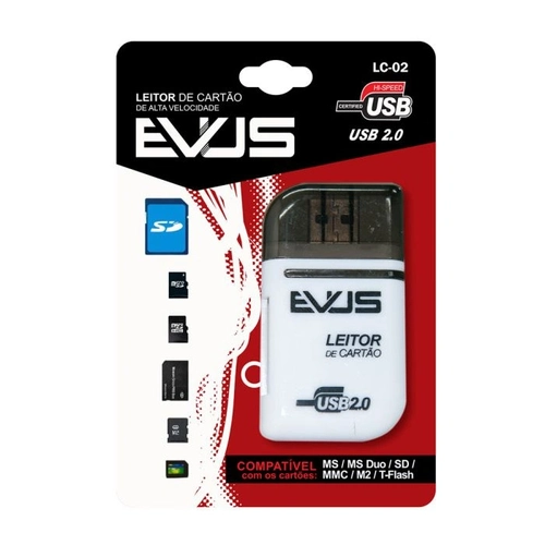 Leitor, De Cartão, De, Memória, Evus Lc-02 Para Ms/Ms Duo/Sd/Mmc/M2/T-Flash Branco